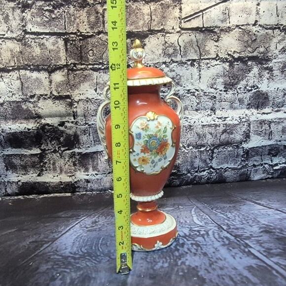 Antique Orange Sevres Style Portrait Porcelain Urn Desdren - Picture 8 of 9